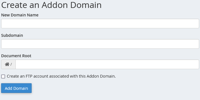 how to create an addon domain