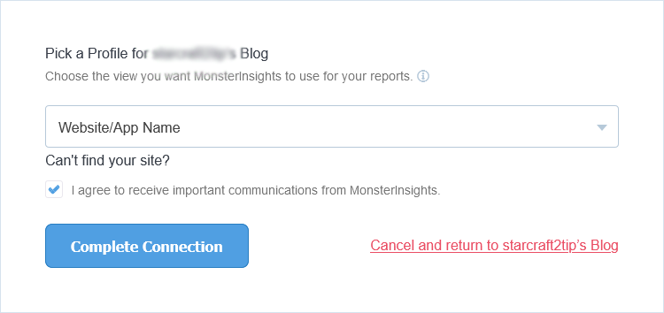 monsterinsights pick a profile